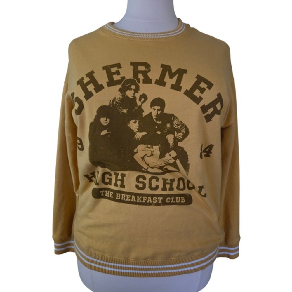 The Breakfast Club Shermer High School Graphic Sweatshirt Yellow XL 1984 Movie